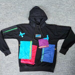 Cookies Hoodie Mens Medium Patchwork Streetwear Pullover Unique Multi Color